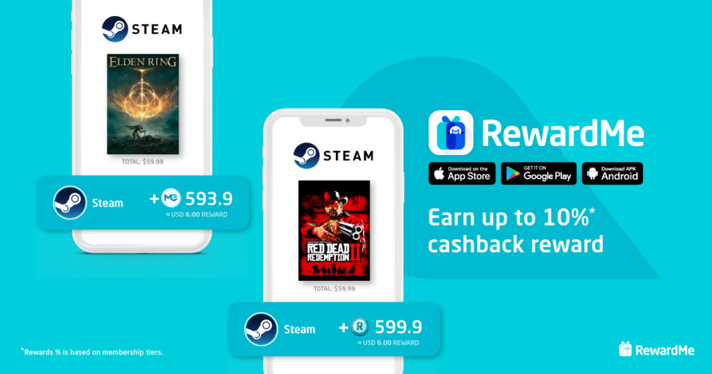 RewardMe - earn cashback for Steam games